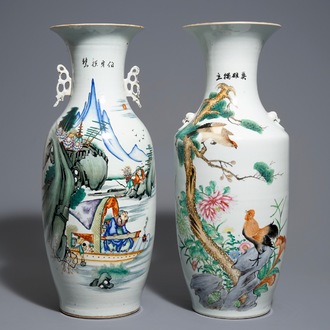 Two Chinese famille rose vases, 19/20th C.