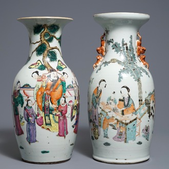 Two Chinese famille rose and qianjiang cai vases, 19th C.