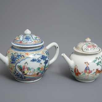 Two Chinese famille rose teapots, Yongzheng/Qianlong