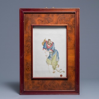 A Chinese famille rose 'Li Tieguai' plaque, 19/20th C.