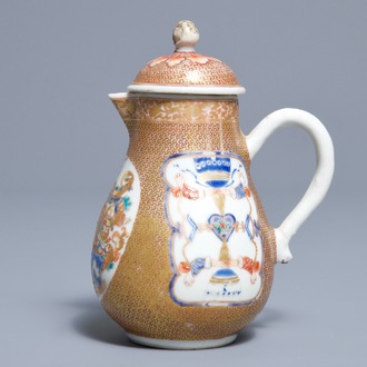 A Chinese famille rose milk jug for the Belgian market, arms of Schippers-Bartholomeussen, Yongzheng