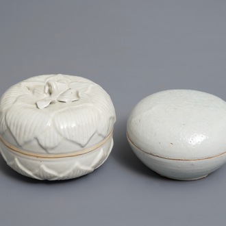 Two Chinese qingbai and blanc de Chine boxes and covers, Song or later