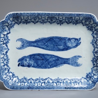 A Chinese blue and white herring dish for the Dutch market, Qianlong