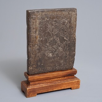 Een Chinese stenen tablet met inscriptie, Qing of vroeger