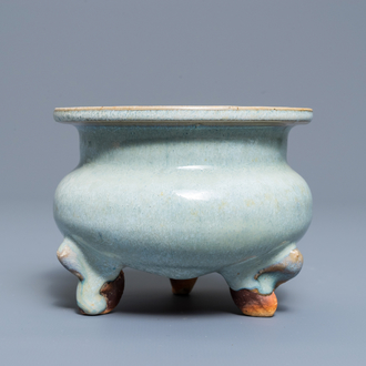 A Chinese junyao tripod censer, probably Ming