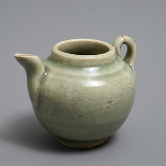 A Chinese celadon teapot or ewer, Song/Yuan