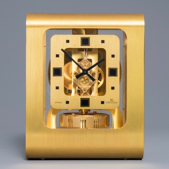 Luigi Colani for Jaeger Le Coultre, Atmos clock in gold-plated and brushed brass, 1974-1975