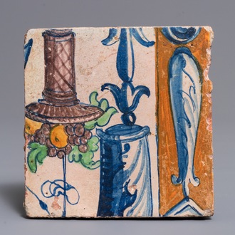 An Antwerp maiolica tile from a mural, ca. 1560