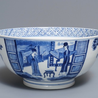 Un bol en porcelaine de Chine bleu et blanc, marque et époque de Kangxi