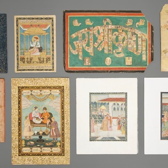 Huit miniatures et calligraphies islamiques et persans, Iran et Inde, 19/20ème