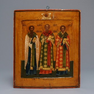 A Russian icon: The Three Hierarchs of Orthodoxy, 19th C.