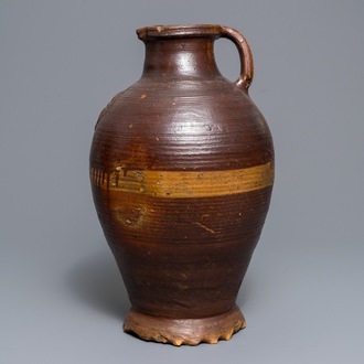 A large German stoneware jug, Langerwehe or Raeren, 17th C.