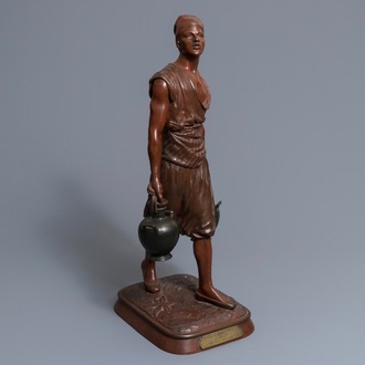 Jean-Didier Debut (1824-1893): Porteur d’eau arabe, sujet en bronze polychrome