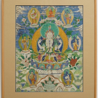 A 'Guanyin' thangka, Sino-Tibet, 19th C.