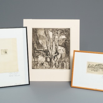 Frank Brangwyn (1867 - 1956): Three etchings, incl. two from 'L'ombre de la croix'