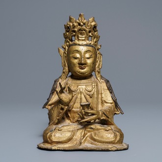 A Chinese gilt bronze figure of Buddha, Ming