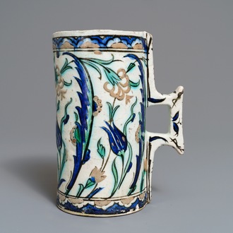 A polychrome Iznik tankard, Turkey, 17th C.