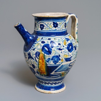 An Italian maiolica wet drug jar, prob. Venice, 16/17th C.