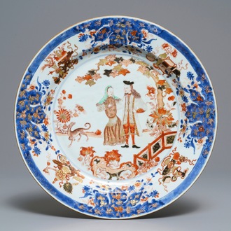 Un plat en porcelaine de Chine verte-imari à décor du 'Gouverneur Duff', Yongzheng