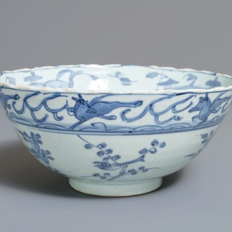 A Chinese blue and white Hatcher Cargo bowl, Wanli