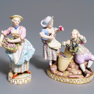 Deux groupes en porcelaine de Meissen, Allemagne, 19/20ème