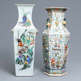Two fine Chinese famille rose vases, 19th C.