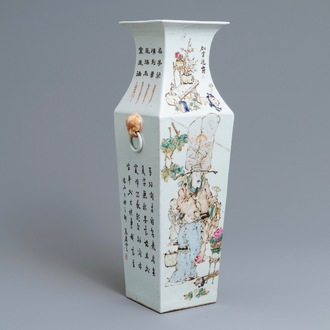 A square Chinese qianjiang cai vase, signed Ma Qing Yun, dated 1907