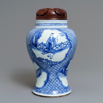 A Chinese blue and white 'immortals' vase, Kangxi