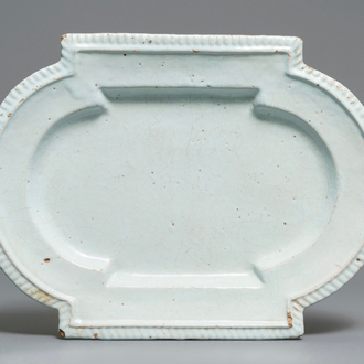 A large lobed oval white Delft dish, 18th C.
