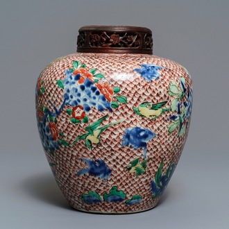 A Chinese wucai ginger jar, Transitional period