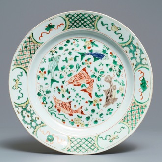 A Chinese famille verte 'carps' dish, Kangxi