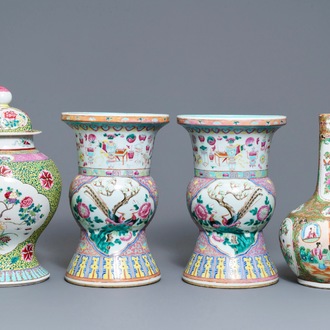 Four Chinese famille rose vases, 19th C.