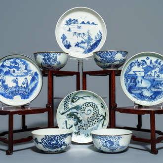 A varied collection of Chinese 'Bleu de Hue' Vietnamese market wares, 19th C.