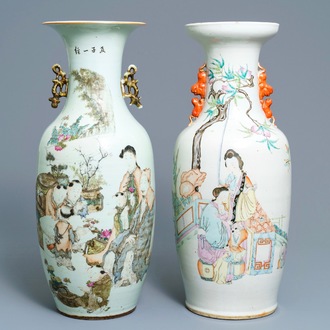 Deux vases en porcelaine de Chine qianjiang cai, 19/20ème