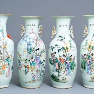 A pair and two individual Chinese famille rose vases, 19/20th C.