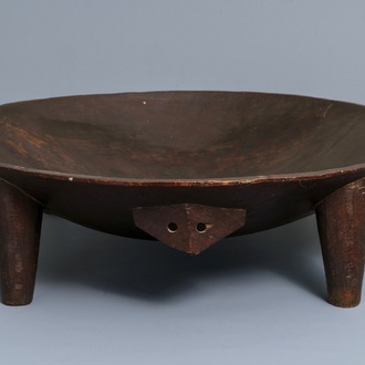 A large wooden Tanoa Dina or Kava bowl, Fiji, 19th C.