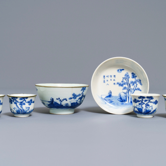 Een collectie divers Chinees 'Bleu de Hue' porselein voor de Vietnamese markt, 19e eeuw