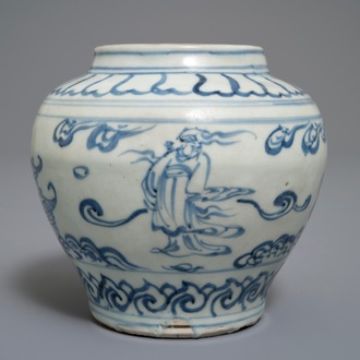 A Chinese blue and white jar, Hongzhi