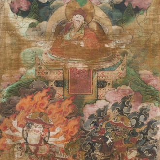 Un thangka à décor de Padmasambhava, Tibet, 18/19ème