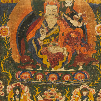 Un thangka à décor de Padmasambhava ou Guru Rinpoche, Tibet, 18ème