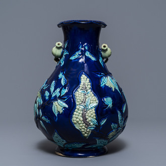 A Chinese fahua relief-decorated vase, 19th C.