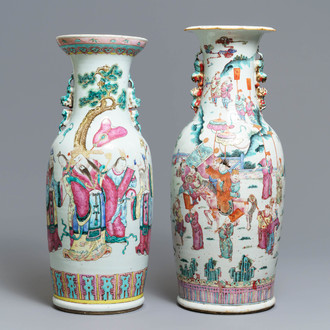 Deux vases en porcelaine de Chine famille rose, 19ème