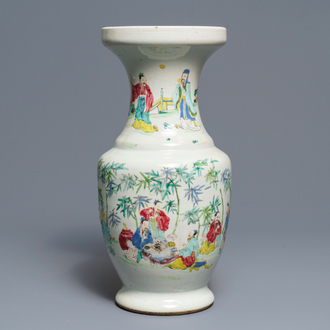 A Chinese famille rose 'Seven Sages of the Bamboo Grove' vase, Yongzheng