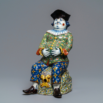 A polychrome Dutch Delft 'Bobbejak' rope twist handle cistern, 18th C.