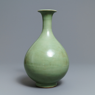 A Chinese Longquan celadon yuhuchunping vase, Yuan