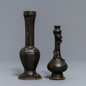 Two Chinese bronze vases, Ming