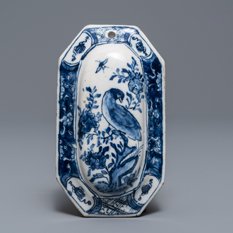 A Dutch Delft blue and white brush back, 18th C.