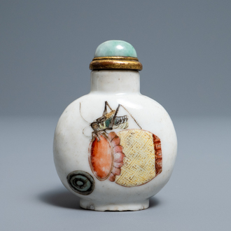 A Chinese famille rose 'grasshopper' snuff bottle, Daoguang mark and of the period