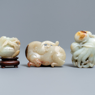 Three Chinese jade carvings, 19/20th C.