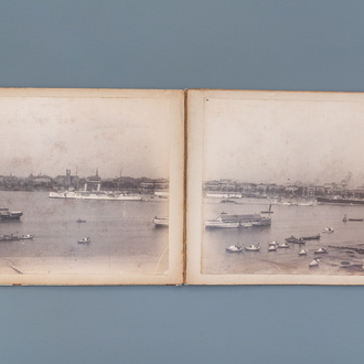 Un album de neuf photos argentiques dont une vue panoramique du Bund à Shanghai, Chine, daté 1899